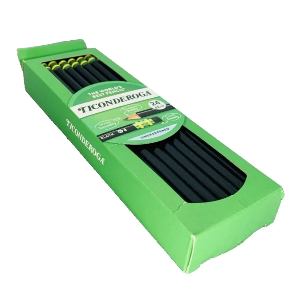 Ticonderoga Number 2HB Soft Pencils, Wood-Cased Graphite Black, 24 Count